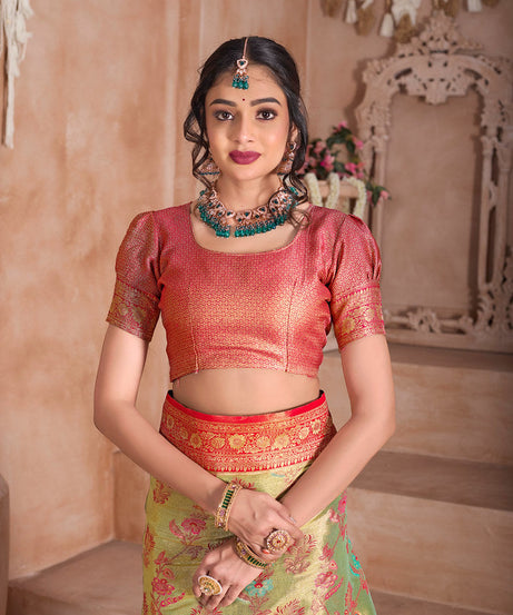 Pure Tissue Trditional Wear Sari , Wedding Festival Saree With Blouse