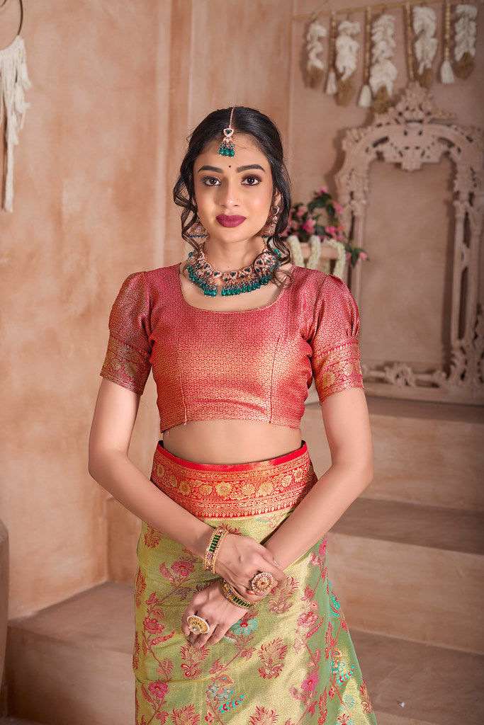 Pure Tissue Trditional Wear Sari , Wedding Festival Saree With Blouse