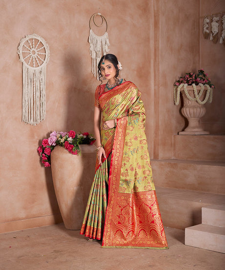 Pure Tissue Trditional Wear Sari , Wedding Festival Saree With Blouse