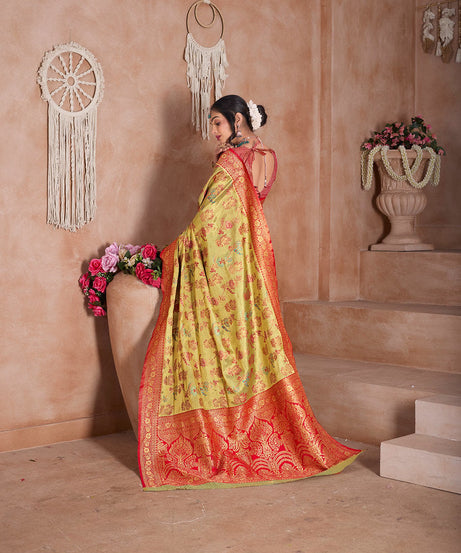 Pure Tissue Trditional Wear Sari , Wedding Festival Saree With Blouse