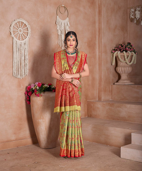 Pure Tissue Trditional Wear Sari , Wedding Festival Saree With Blouse