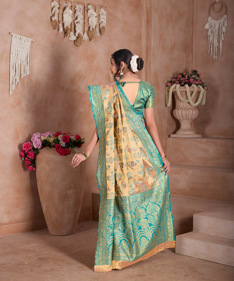 Pure Tissue Trditional Wear Sari , Wedding Festival Saree With Blouse