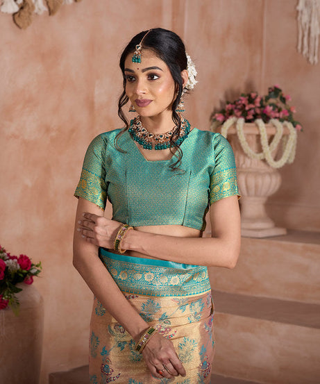 Pure Tissue Trditional Wear Sari , Wedding Festival Saree With Blouse