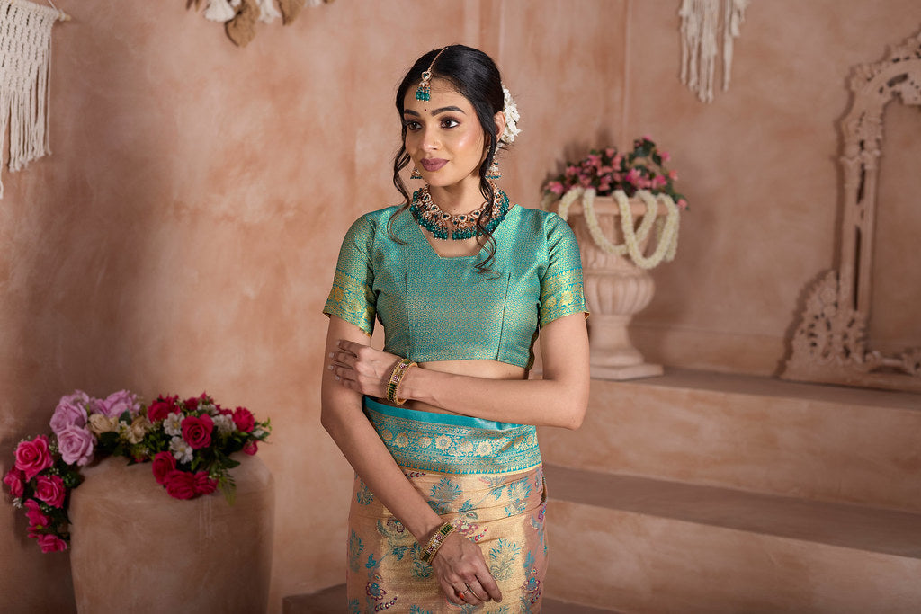 Pure Tissue Trditional Wear Sari , Wedding Festival Saree With Blouse