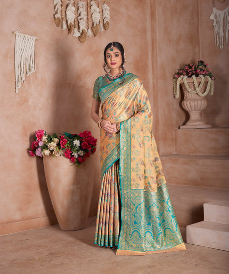 Pure Tissue Trditional Wear Sari , Wedding Festival Saree With Blouse