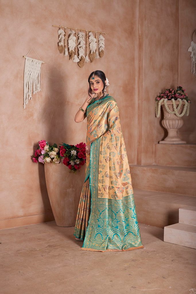 Pure Tissue Trditional Wear Sari , Wedding Festival Saree With Blouse