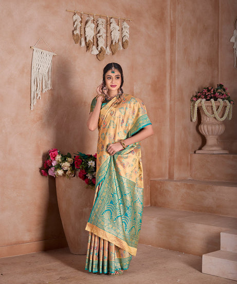 Pure Tissue Trditional Wear Sari , Wedding Festival Saree With Blouse