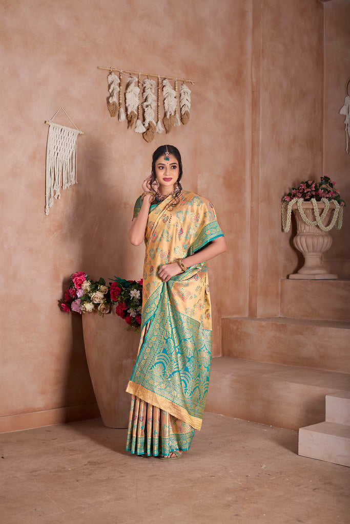 Pure Tissue Trditional Wear Sari , Wedding Festival Saree With Blouse