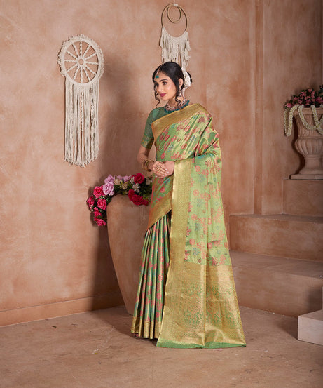 Traditional Pure Tissue Saree, Festival Designer Printed Saree With Blouse