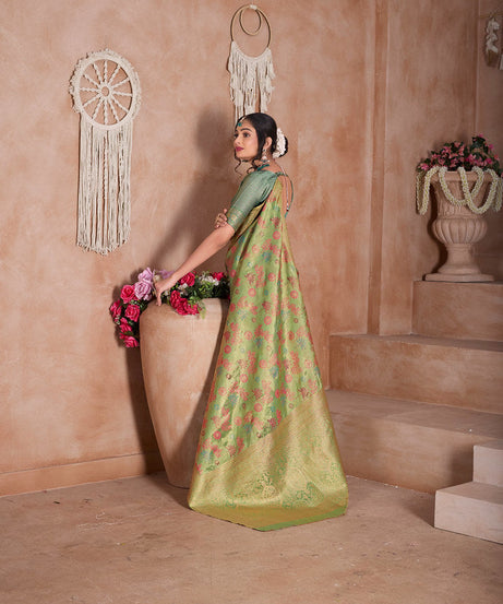 Traditional Pure Tissue Saree, Festival Designer Printed Saree With Blouse