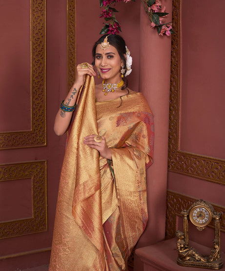 Traditional Pure Tissue Saree, Festival Designer Printed Saree With Blouse