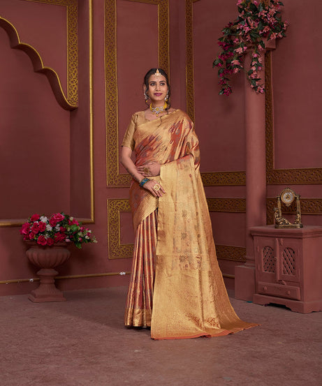 Traditional Pure Tissue Saree, Festival Designer Printed Saree With Blouse