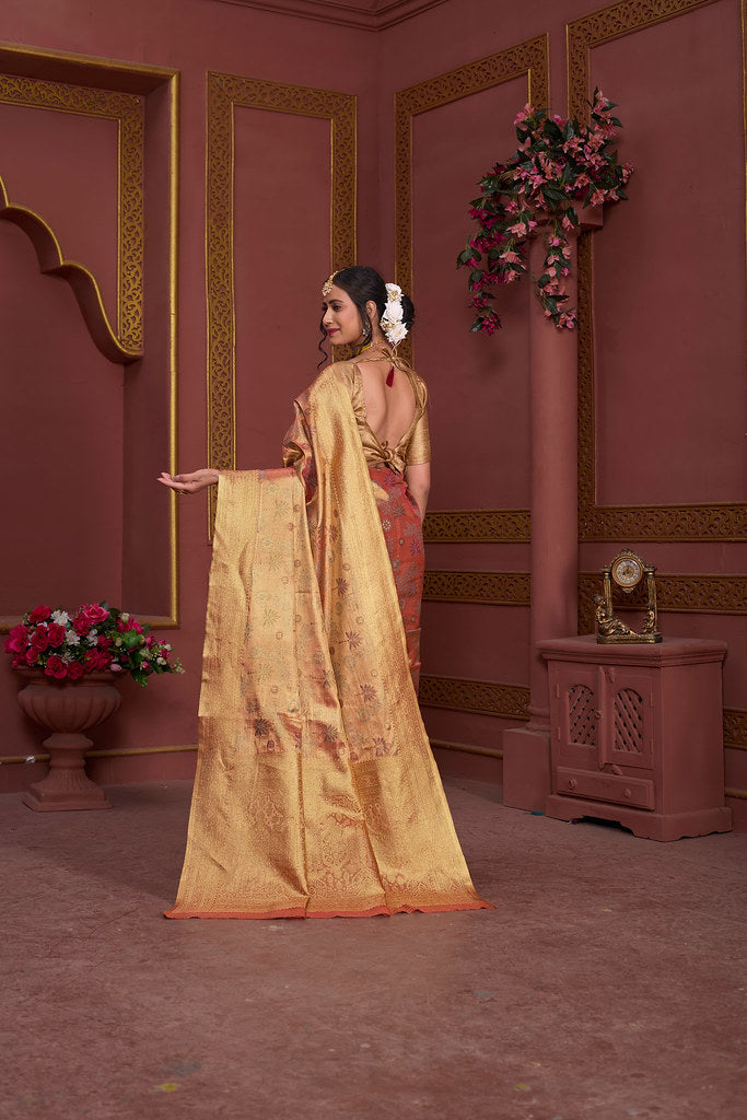 Traditional Pure Tissue Saree, Festival Designer Printed Saree With Blouse