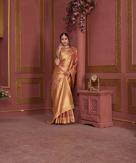 Traditional Pure Tissue Saree, Festival Designer Printed Saree With Blouse