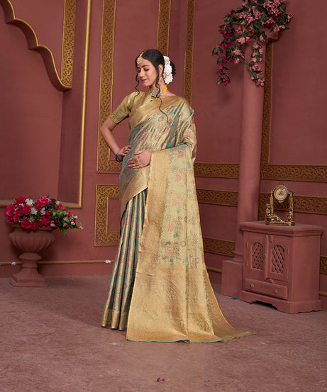 Traditional Pure Tissue Saree, Festival Designer Printed Saree With Blouse