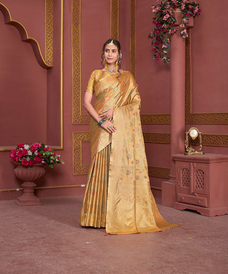 Traditional Pure Tissue Saree, Festival Designer Printed Saree With Blouse