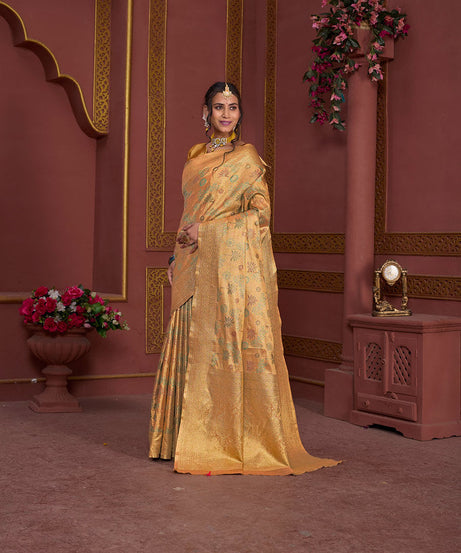 Traditional Pure Tissue Saree, Festival Designer Printed Saree With Blouse