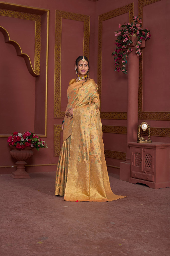 Traditional Pure Tissue Saree, Festival Designer Printed Saree With Blouse