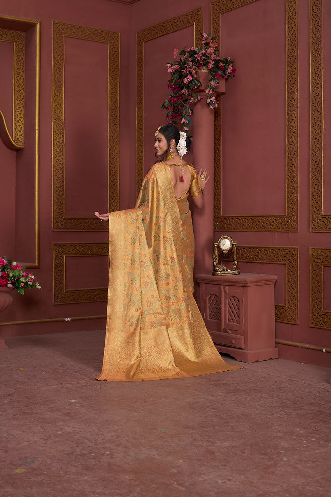 Traditional Pure Tissue Saree, Festival Designer Printed Saree With Blouse