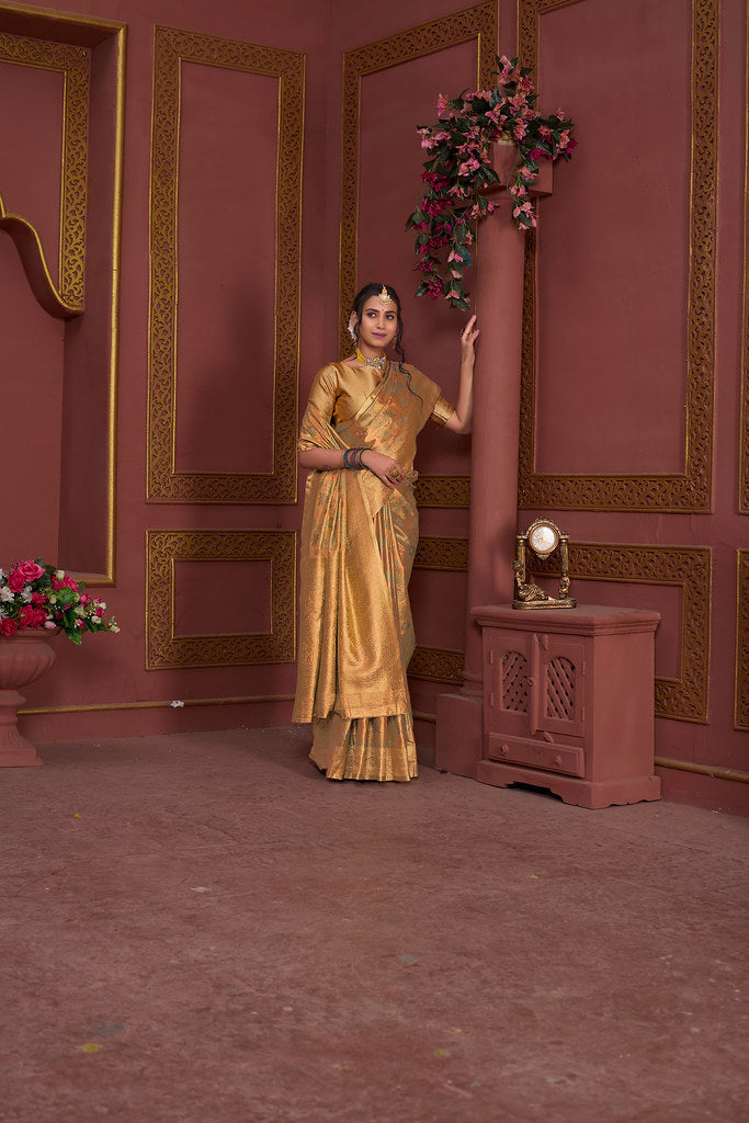 Traditional Pure Tissue Saree, Festival Designer Printed Saree With Blouse