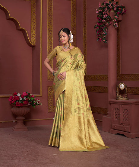 Traditional Pure Tissue Saree, Festival Designer Printed Saree With Blouse