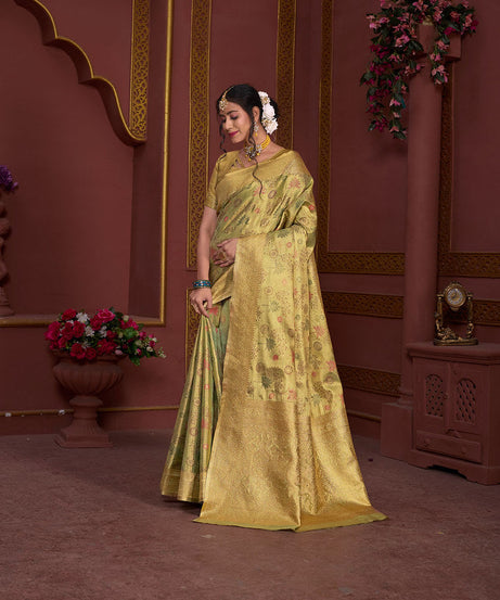 Traditional Pure Tissue Saree, Festival Designer Printed Saree With Blouse