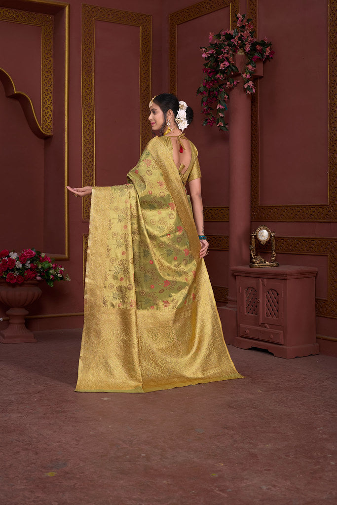 Traditional Pure Tissue Saree, Festival Designer Printed Saree With Blouse