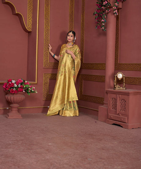 Traditional Pure Tissue Saree, Festival Designer Printed Saree With Blouse