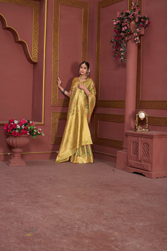 Traditional Pure Tissue Saree, Festival Designer Printed Saree With Blouse