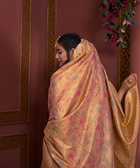 Traditional Pure Tissue Saree, Festival Designer Printed Saree With Blouse