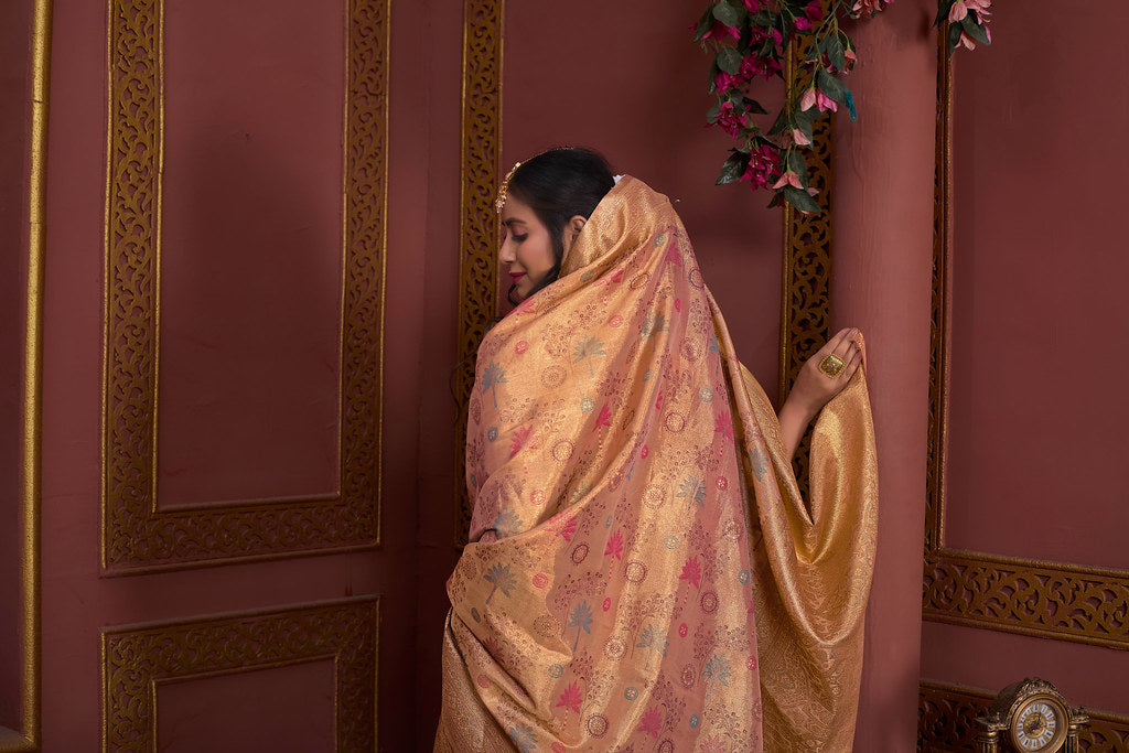 Traditional Pure Tissue Saree, Festival Designer Printed Saree With Blouse