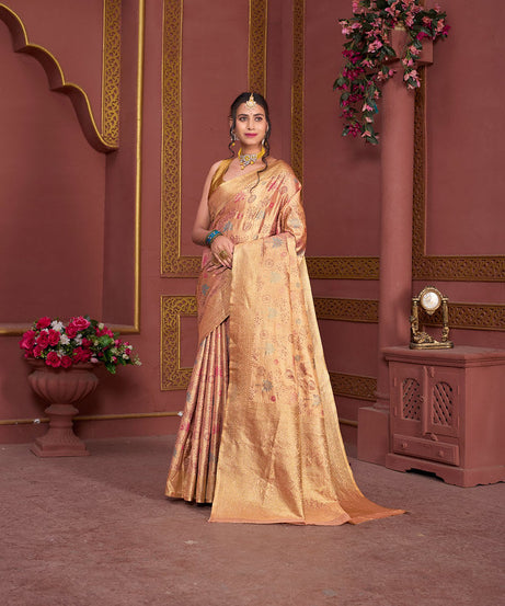 Traditional Pure Tissue Saree, Festival Designer Printed Saree With Blouse