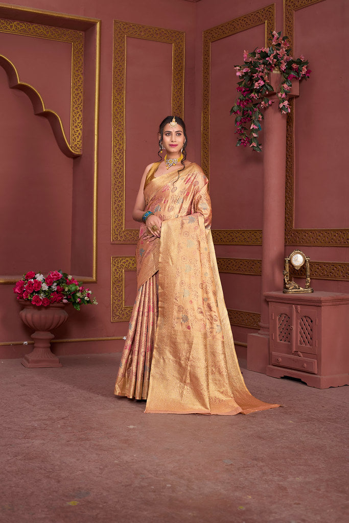 Traditional Pure Tissue Saree, Festival Designer Printed Saree With Blouse