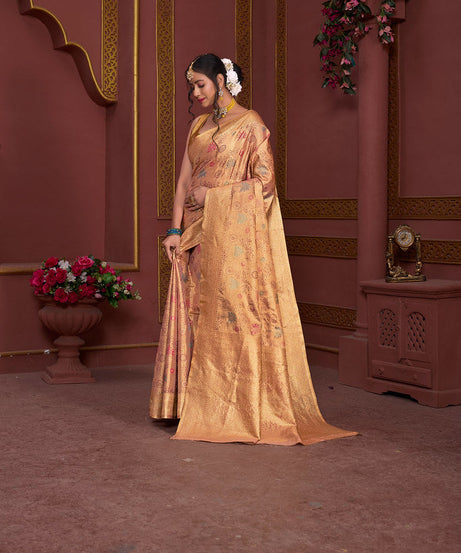 Traditional Pure Tissue Saree, Festival Designer Printed Saree With Blouse