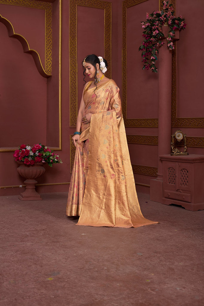 Traditional Pure Tissue Saree, Festival Designer Printed Saree With Blouse