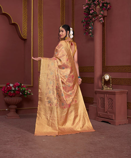 Traditional Pure Tissue Saree, Festival Designer Printed Saree With Blouse