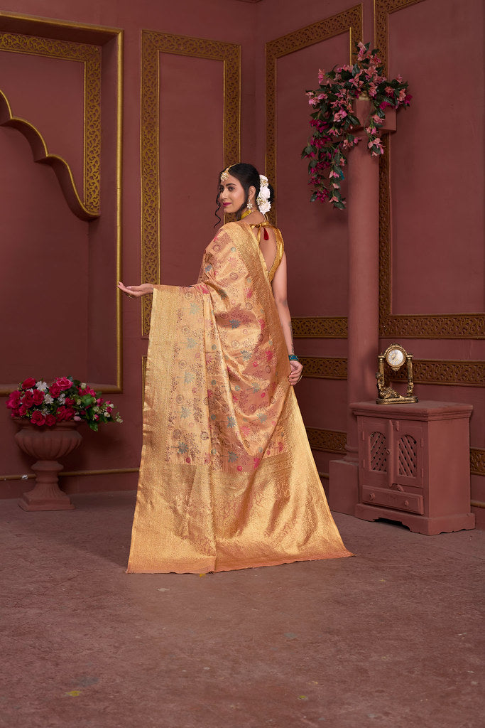 Traditional Pure Tissue Saree, Festival Designer Printed Saree With Blouse