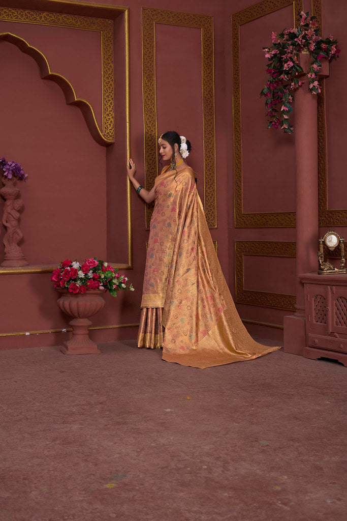 Traditional Pure Tissue Saree, Festival Designer Printed Saree With Blouse