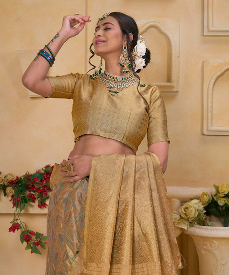 Women's Pure Tissue Wedding Traditional Wear Saree With Blouse