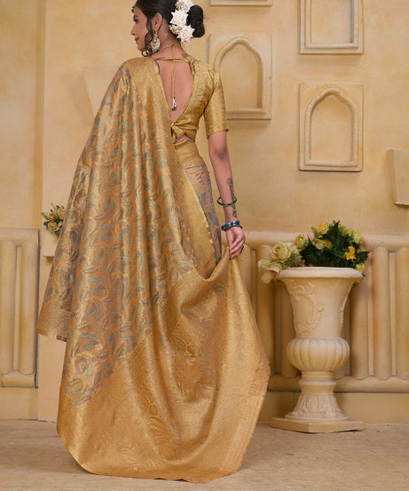 Women's Pure Tissue Wedding Traditional Wear Saree With Blouse