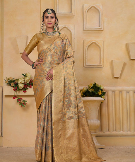 Women's Pure Tissue Wedding Traditional Wear Saree With Blouse