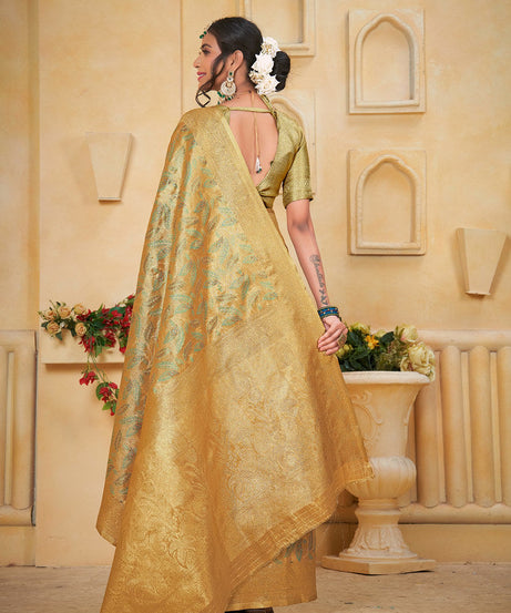 Women's Pure Tissue Wedding Traditional Wear Saree With Blouse