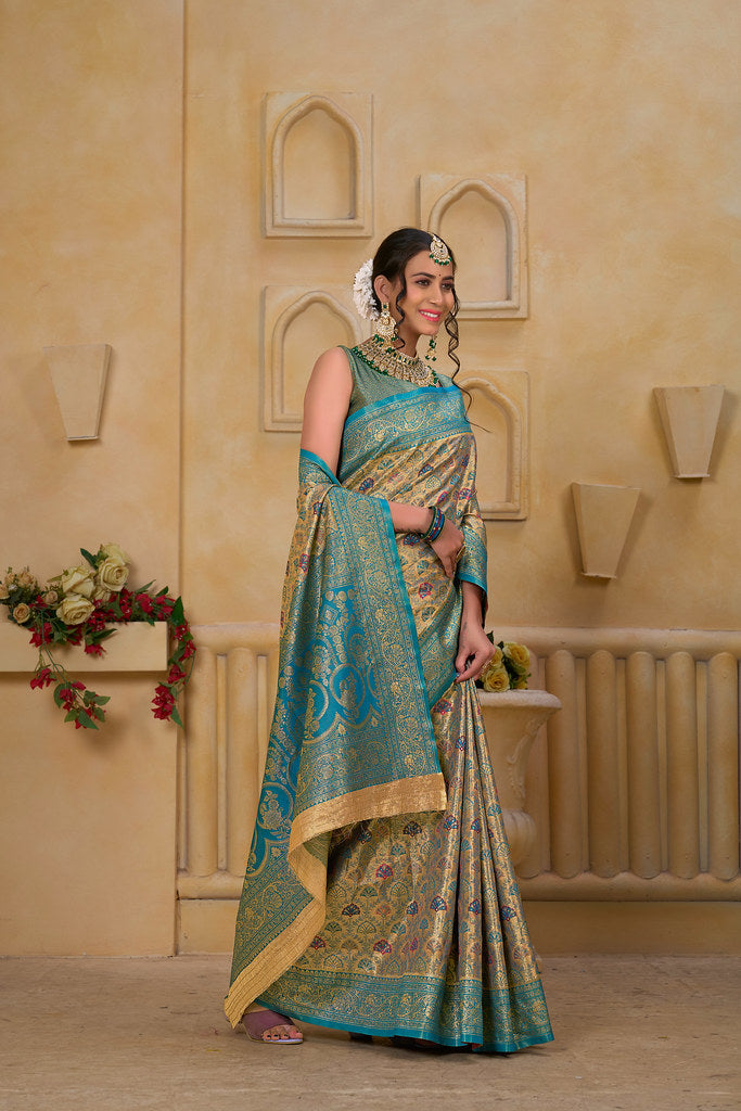 Traditional Wear Elegant Designer Saree, Pure Tissue Sari With Blosue