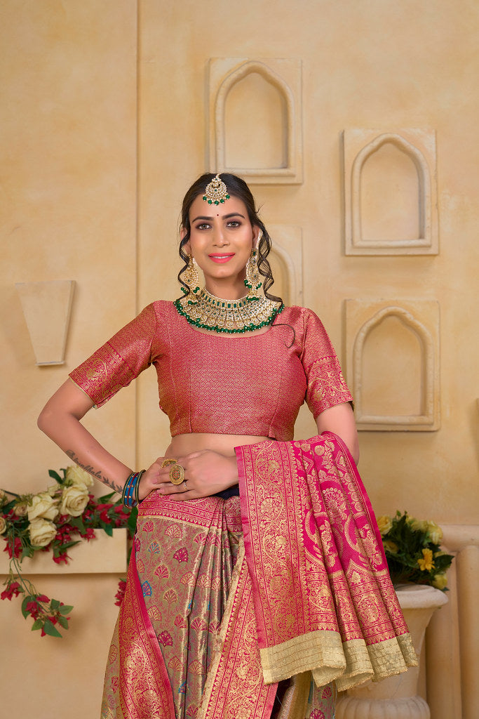 Traditional Wear Elegant Designer Saree, Pure Tissue Sari With Blosue