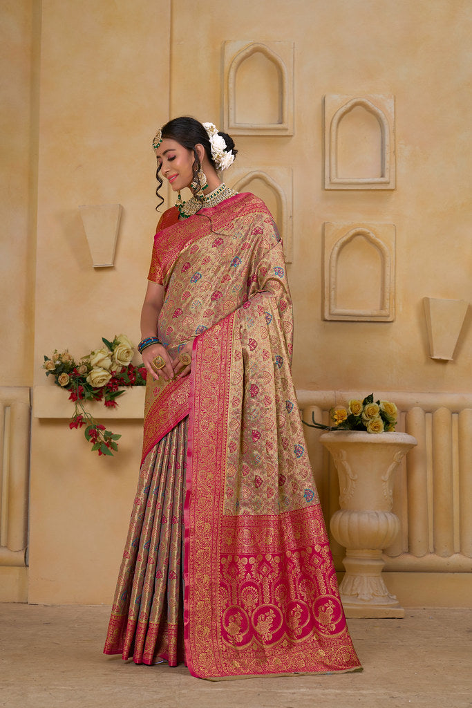Traditional Wear Elegant Designer Saree, Pure Tissue Sari With Blosue
