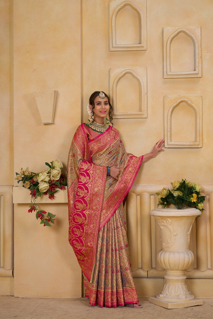 Traditional Wear Elegant Designer Saree, Pure Tissue Sari With Blosue