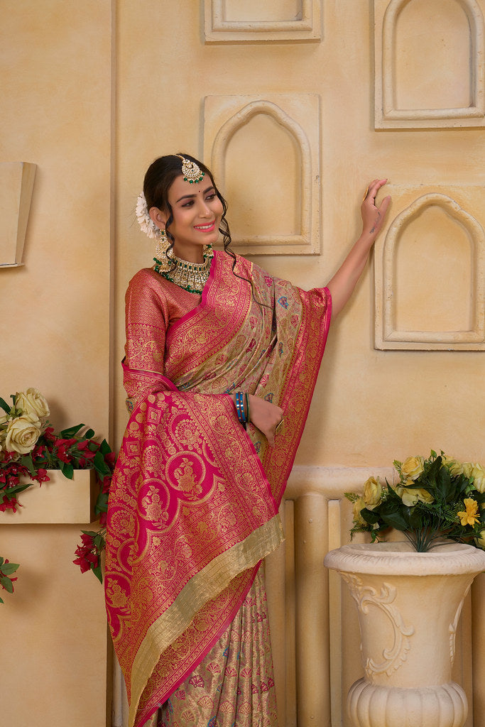 Traditional Wear Elegant Designer Saree, Pure Tissue Sari With Blosue