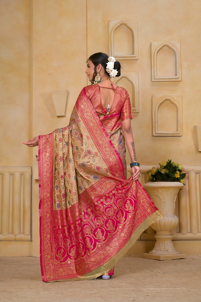 Traditional Wear Elegant Designer Saree, Pure Tissue Sari With Blosue