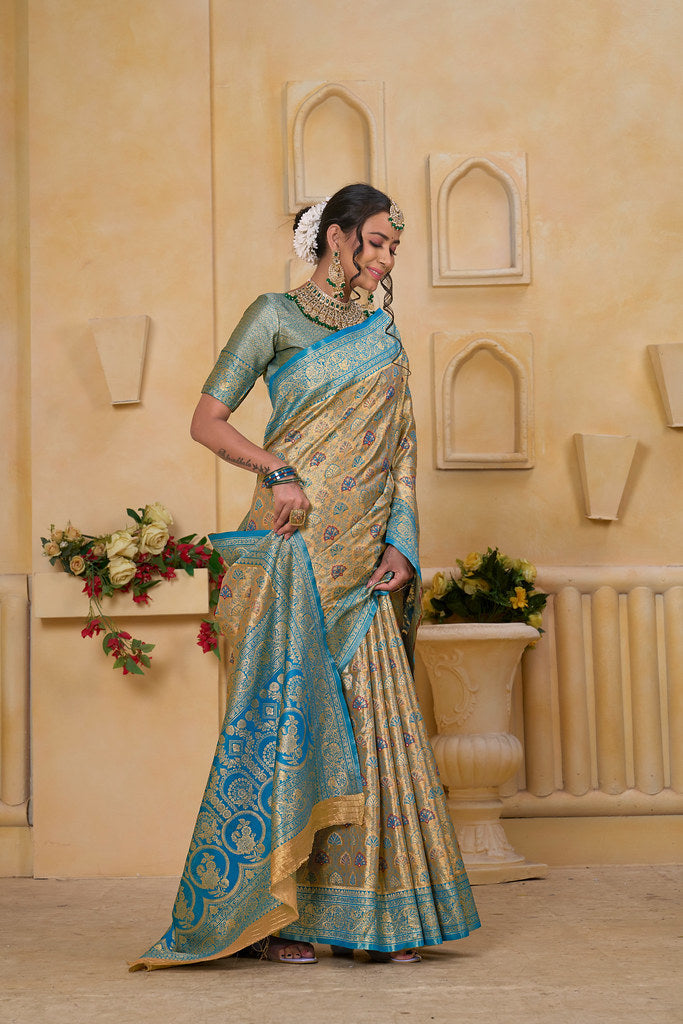 Traditional Wear Elegant Designer Saree, Pure Tissue Sari With Blosue
