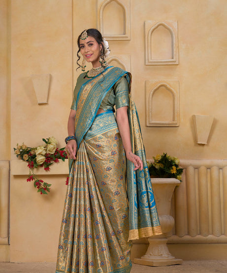 Traditional Wear Elegant Designer Saree, Pure Tissue Sari With Blosue
